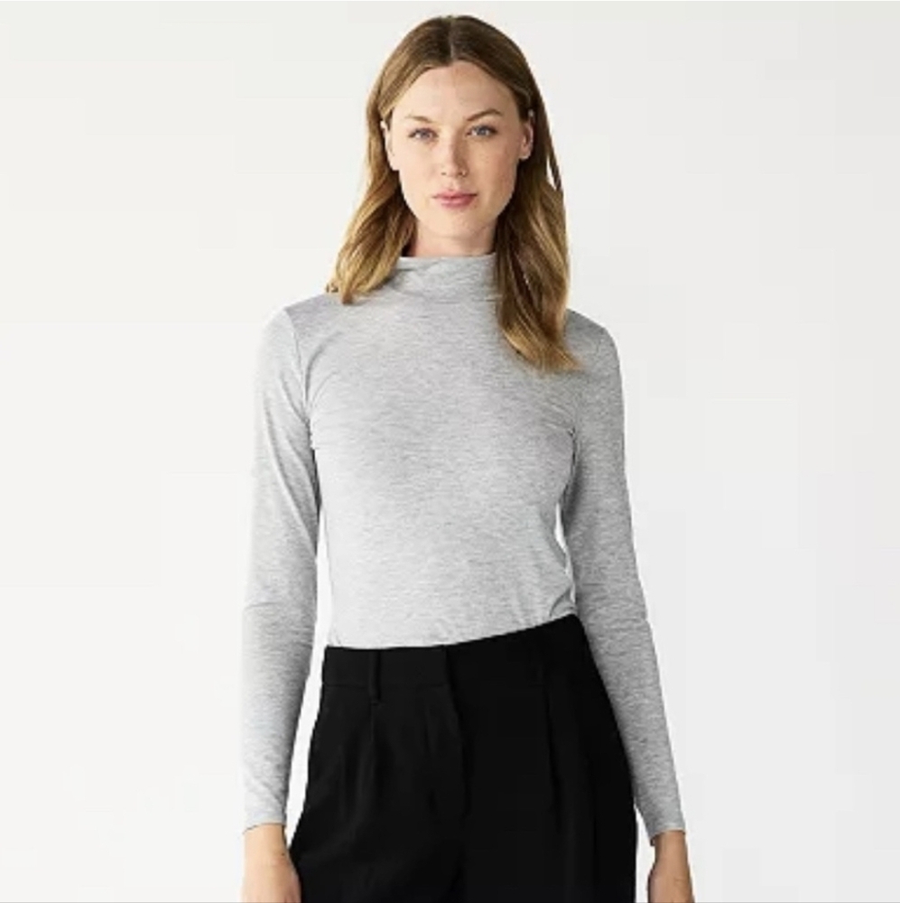 Everlane Pima Cotton Stretch Mock Neck Longsleeve Top